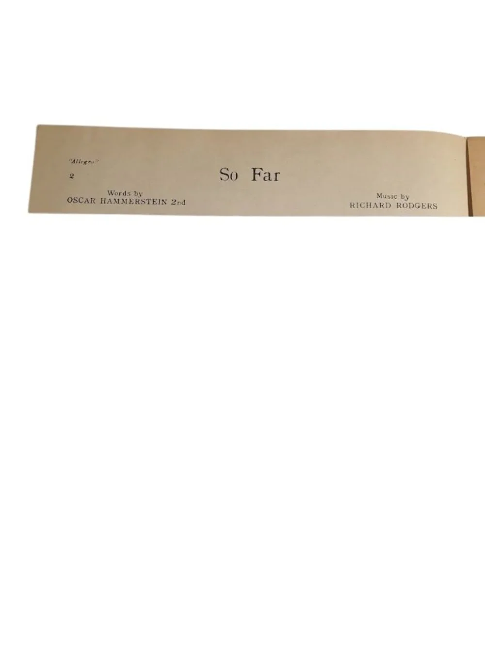 Allegro So Far Richard Rodgers Oscar Hammerstein 2nd 1947 Musical Play Sheet